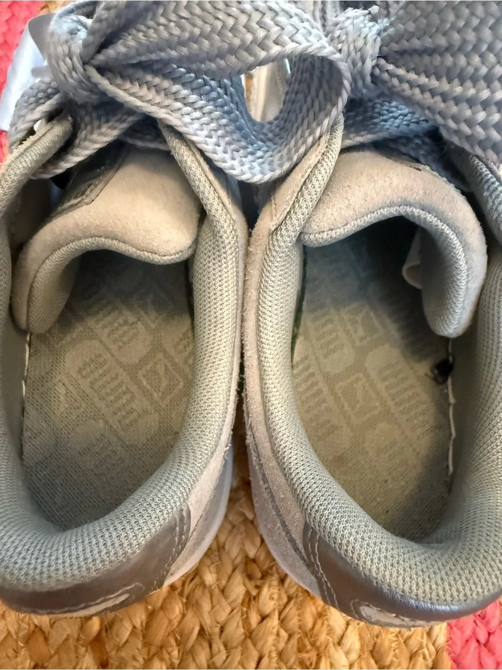 Puma Gray Suede Basket Heart Sneakers